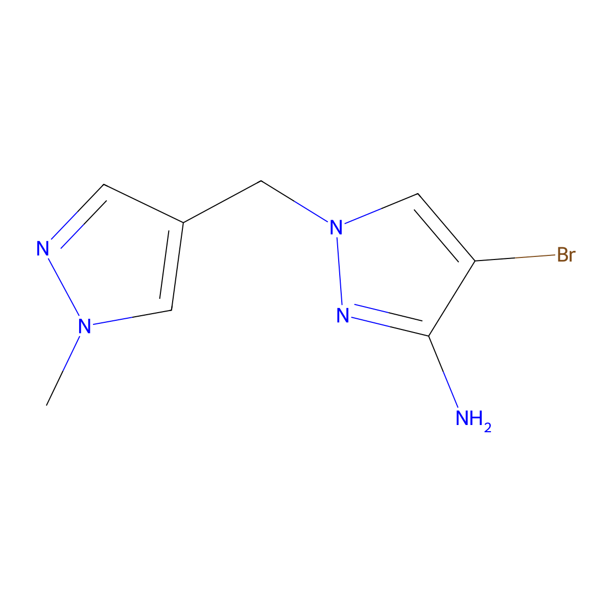 4-Bromo-1-((1-methyl-1h-pyrazol-4-yl)methyl)-1h-pyrazol-3-amine molecular structure, CAS 1247629-67-9