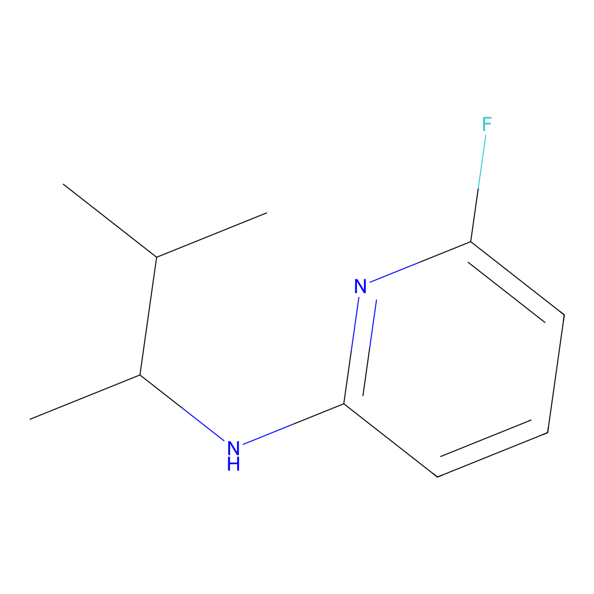 6-fluoro-N-(3-methylbutan-2-yl)pyridin-2-amine molecular structure, CAS 1247629-95-3