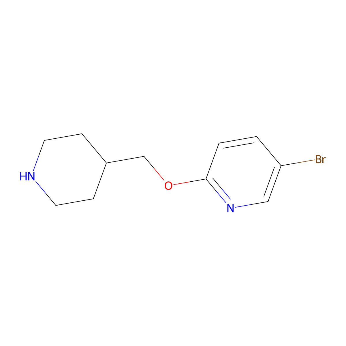 5-Bromo-2-(piperidin-4-ylmethoxy)pyridine molecular structure, CAS 1247631-23-7