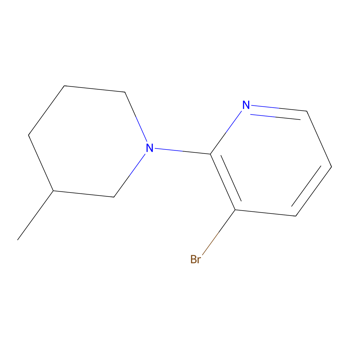 3-Bromo-2-(3-methylpiperidin-1-yl)pyridine molecular structure, CAS 1247632-81-0