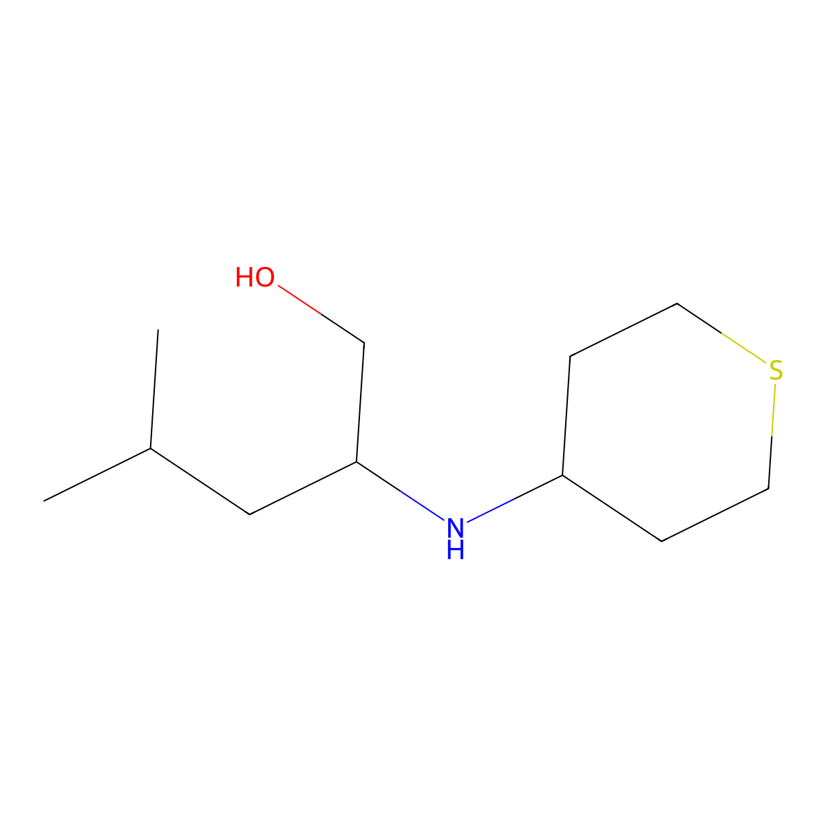4-Methyl-2-[(thian-4-yl)amino]pentan-1-ol molecular structure, CAS 1247632-96-7