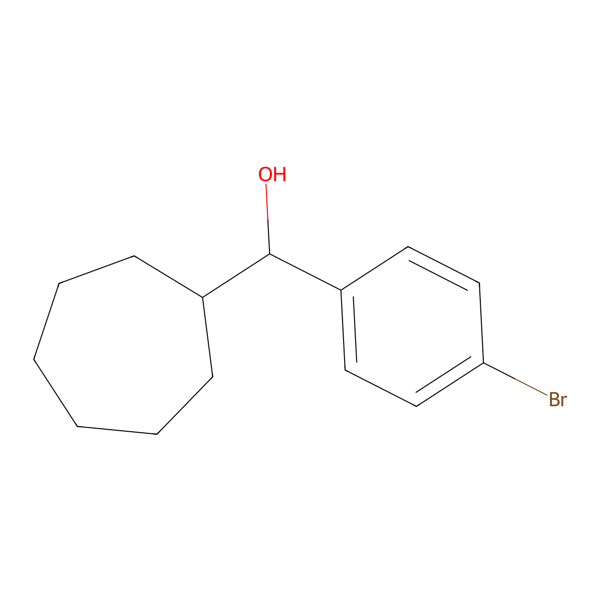 Cycloheptyl (4-bromophenyl)methanol molecular structure, CAS 1247638-58-9