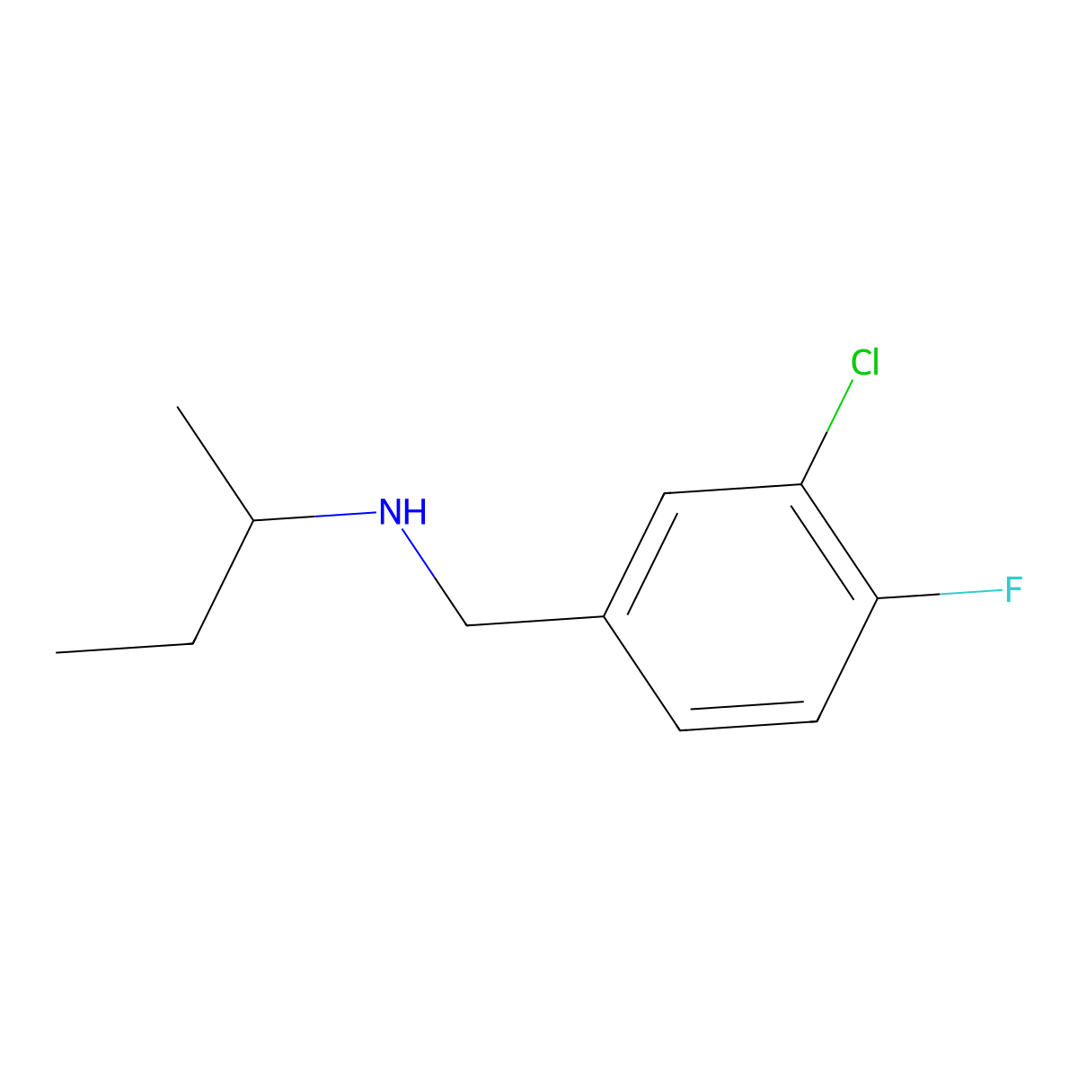 (Butan-2-yl)[(3-chloro-4-fluorophenyl)methyl]amine molecular structure, CAS 1247640-40-9