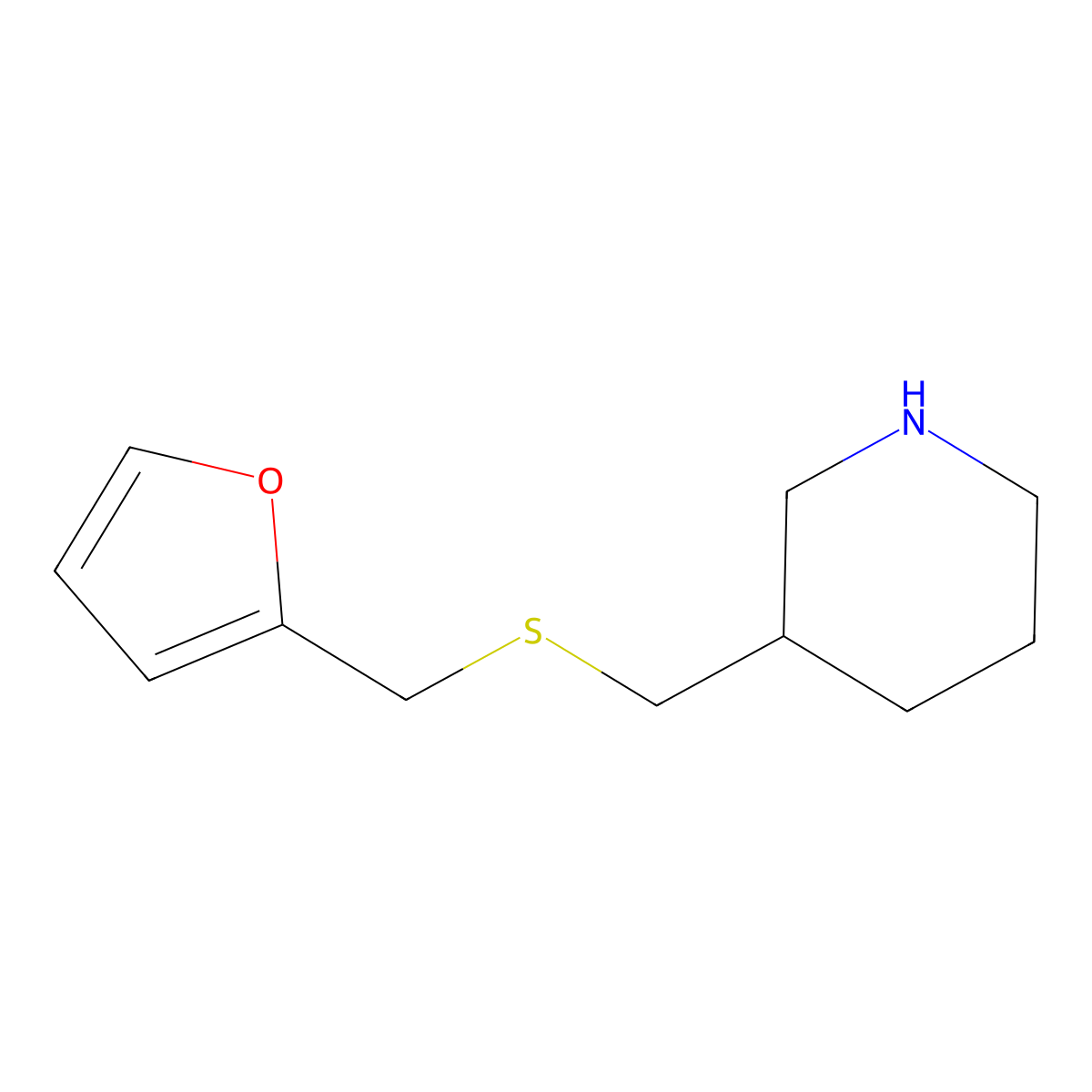 3-({[(Furan-2-yl)methyl]sulfanyl}methyl)piperidine molecular structure, CAS 1247642-60-9