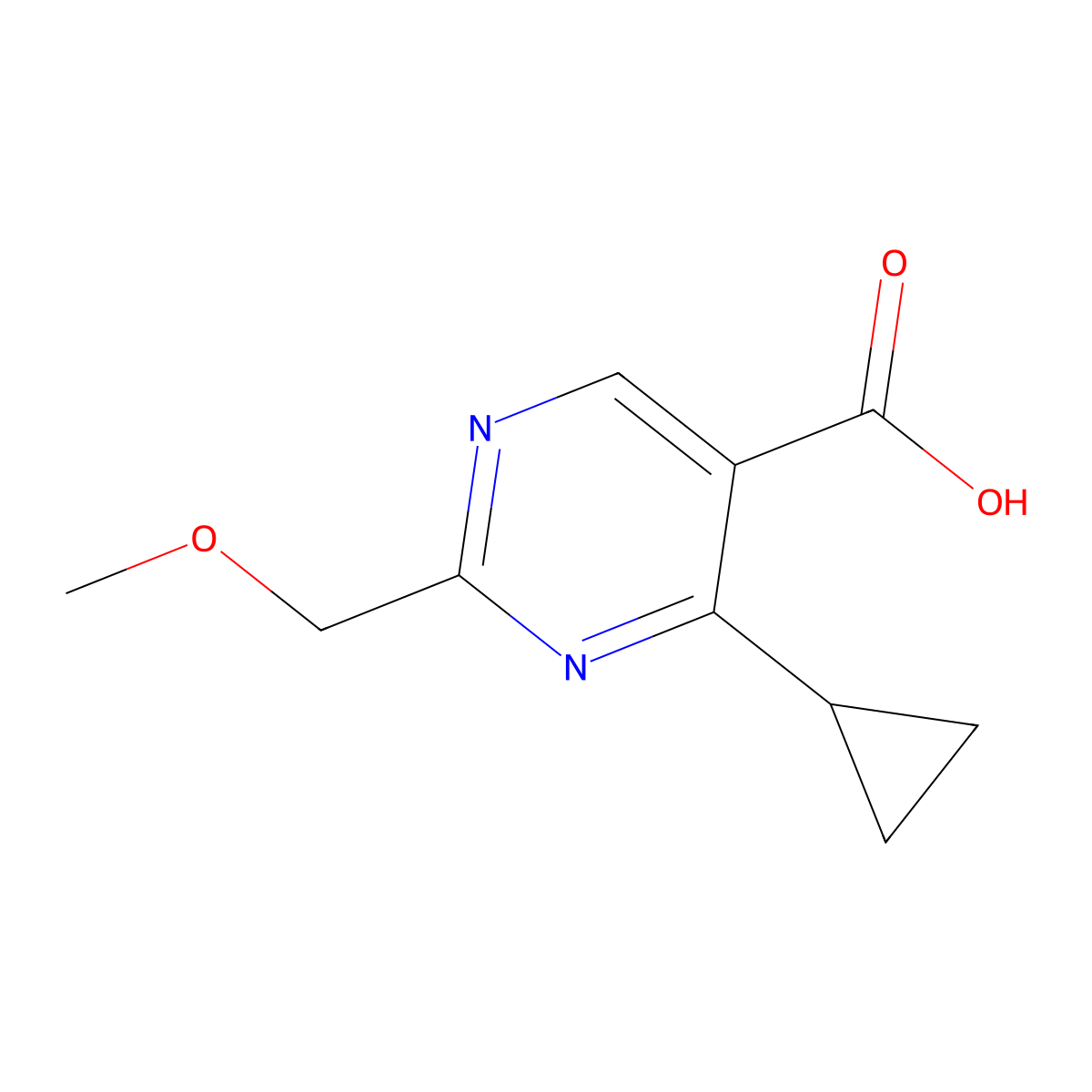 4-Cyclopropyl-2-(methoxymethyl)pyrimidine-5-carboxylic acid molecular structure, CAS 1247642-80-3