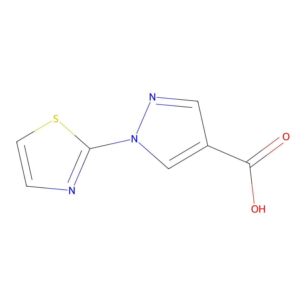 1-(1,3-thiazol-2-yl)-1H-pyrazole-4-carboxylic acid molecular structure, CAS 1247644-96-7