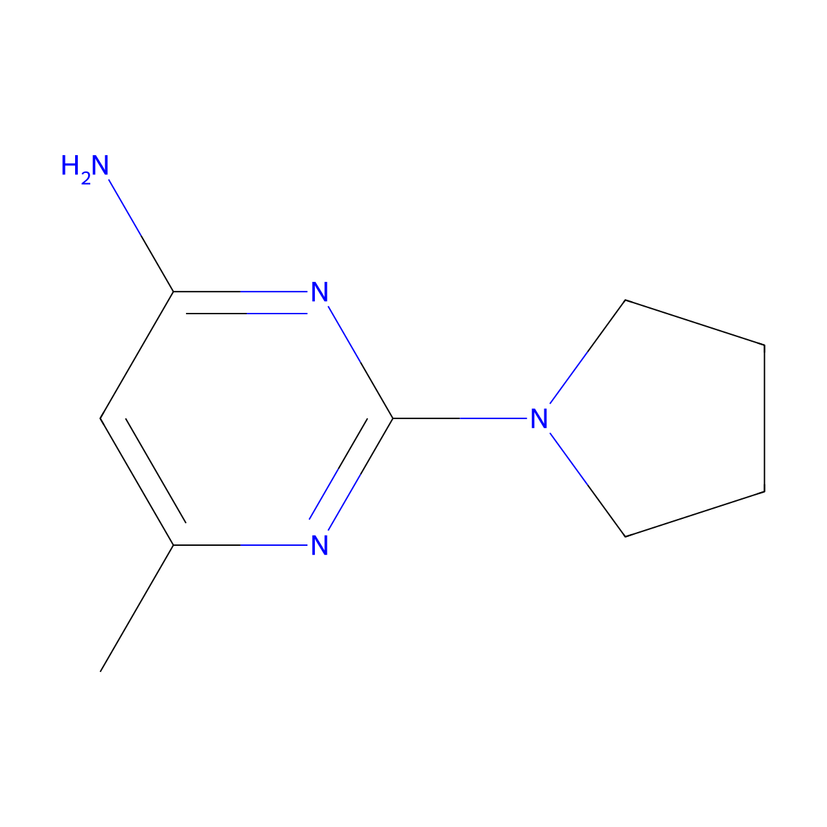 6-Methyl-2-(pyrrolidin-1-yl)pyrimidin-4-amine molecular structure, CAS 1247645-16-4