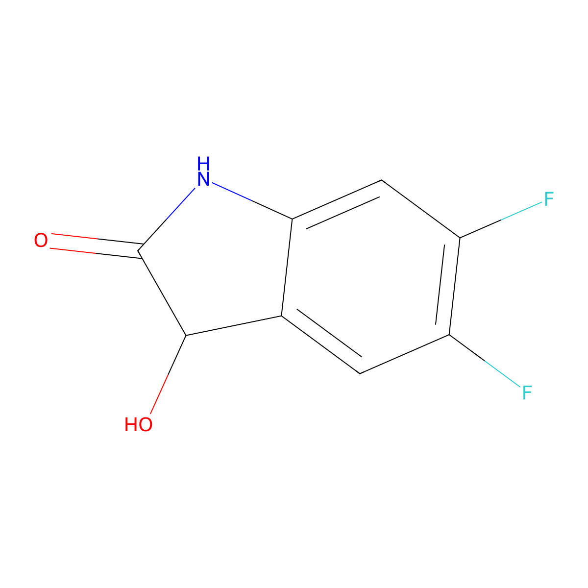 5,6-Difluoro-3-hydroxy-2,3-dihydro-1H-indol-2-one molecular structure, CAS 1247650-94-7