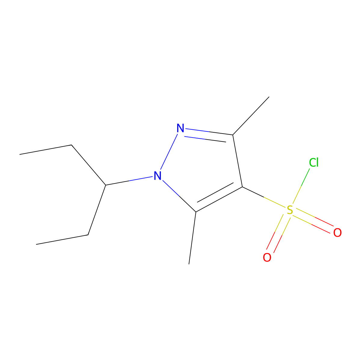 3,5-Dimethyl-1-(pentan-3-yl)-1h-pyrazole-4-sulfonyl chloride molecular structure, CAS 1247650-98-1