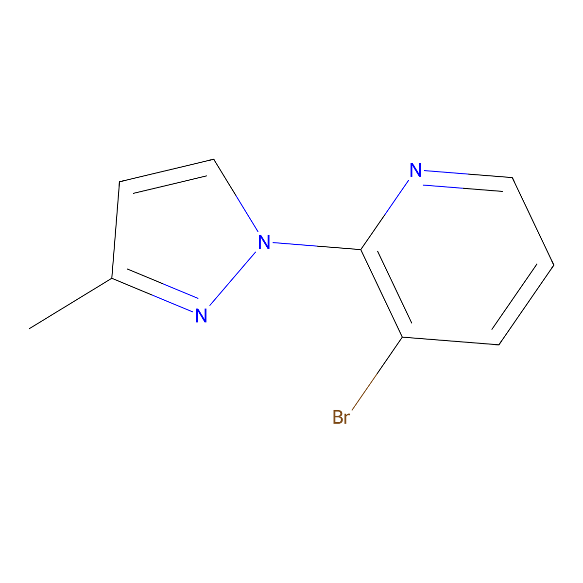 3-Bromo-2-(3-methyl-1H-pyrazol-1-yl)pyridine molecular structure, CAS 1247655-80-6