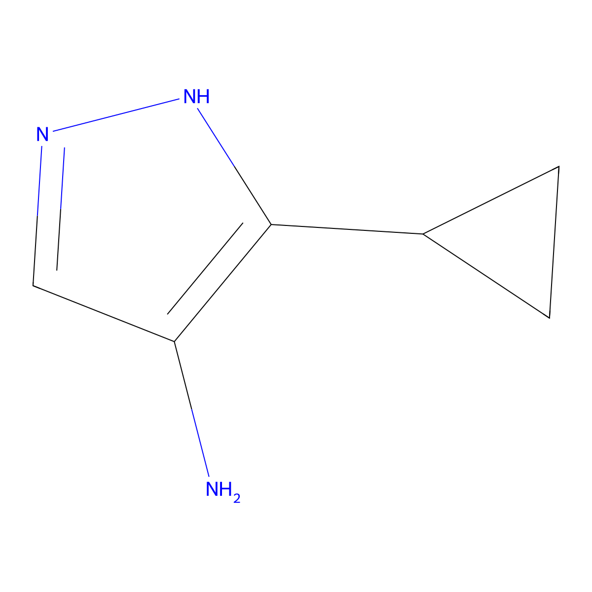 3-cyclopropyl-1H-pyrazol-4-amine molecular structure, CAS 1247657-03-9