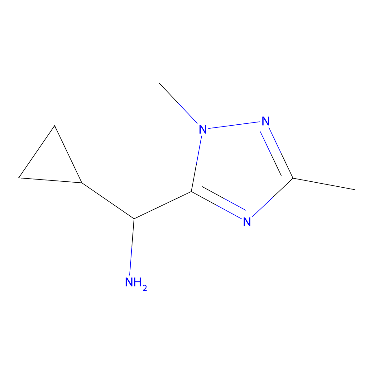 Cyclopropyl(1,3-dimethyl-1h-1,2,4-triazol-5-yl)methanamine molecular structure, CAS 1247657-92-6