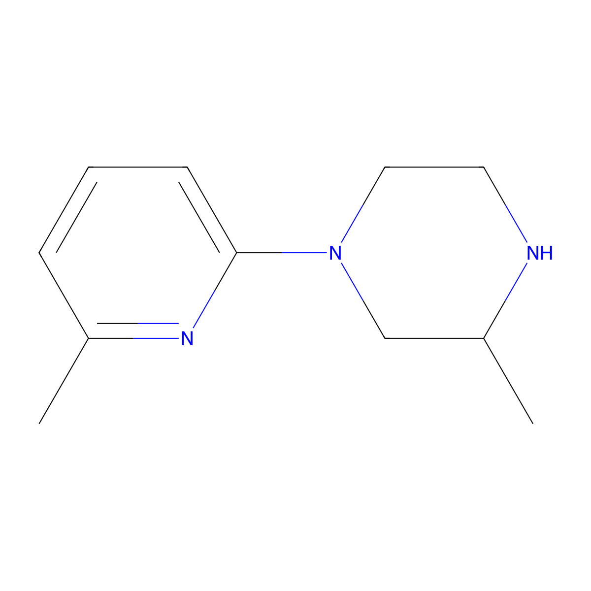 3-Methyl-1-(6-methylpyridin-2-yl)piperazine molecular structure, CAS 1247658-97-4
