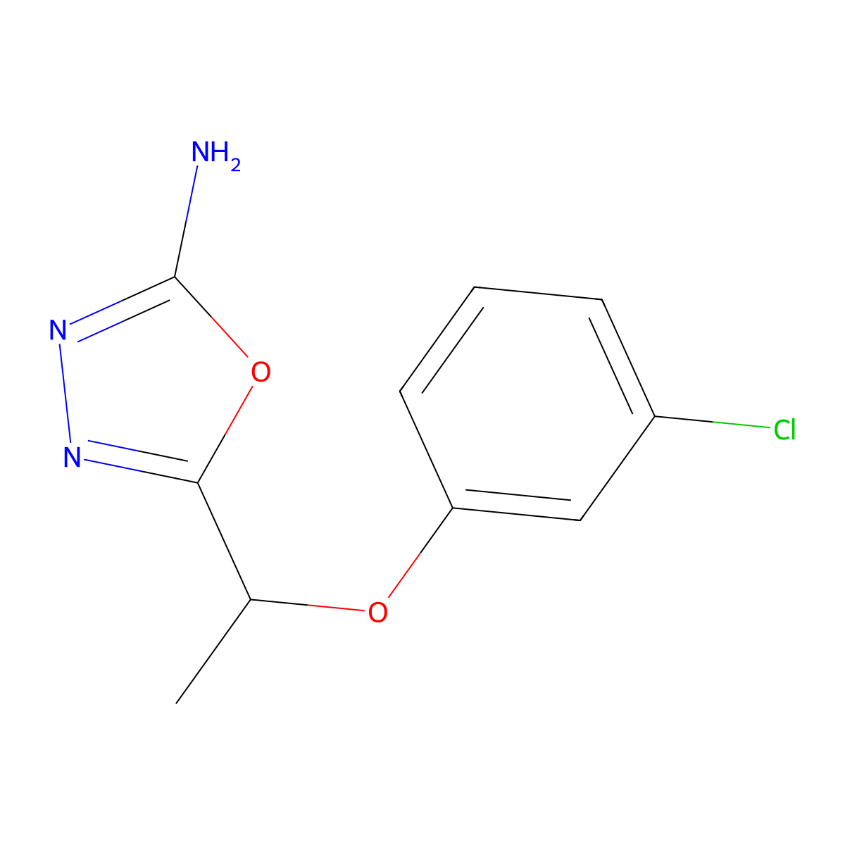 5-[1-(3-Chlorophenoxy)ethyl]-1,3,4-oxadiazol-2-amine molecular structure, CAS 1247659-74-0