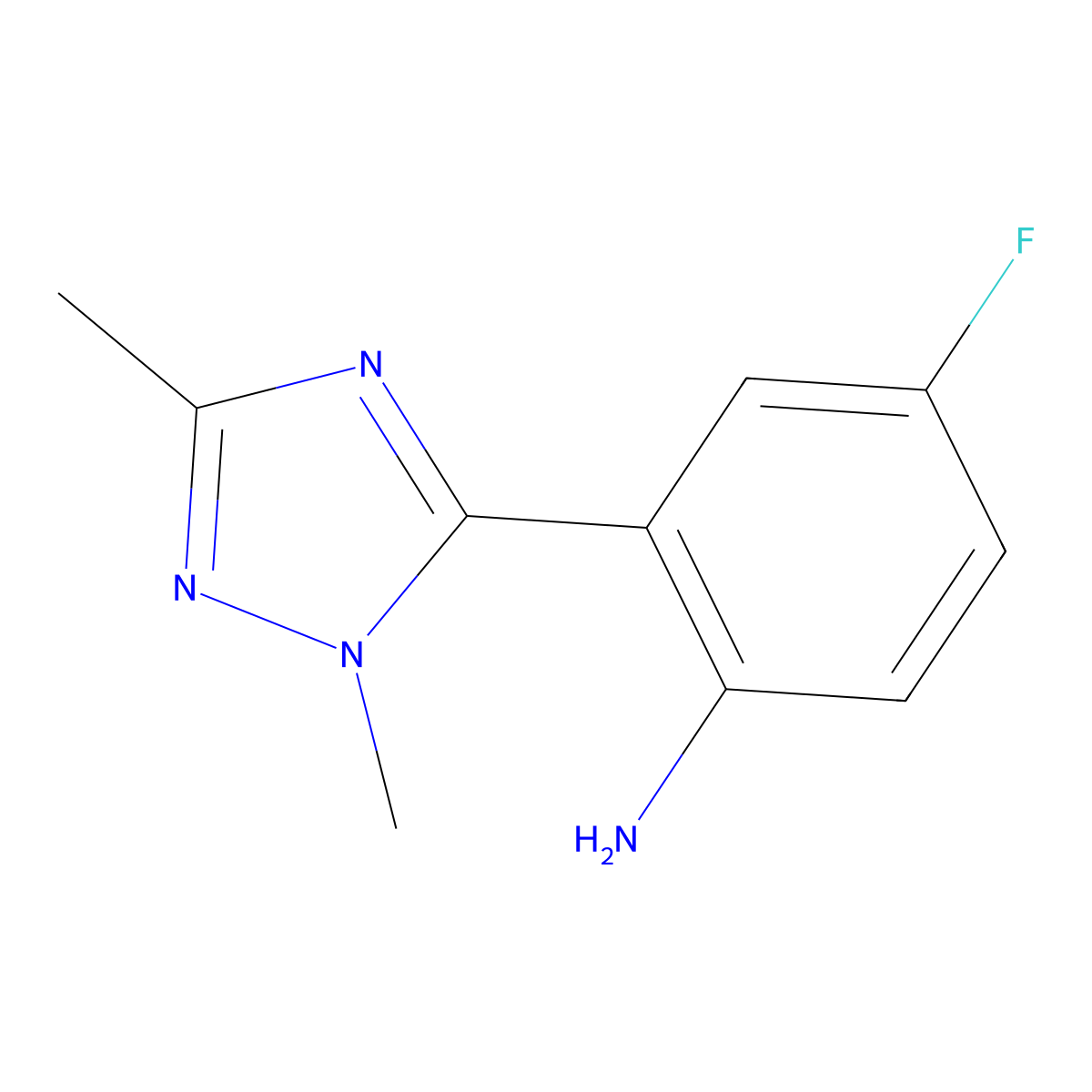 2-(dimethyl-1H-1,2,4-triazol-5-yl)-4-fluoroaniline molecular structure, CAS 1247661-84-2