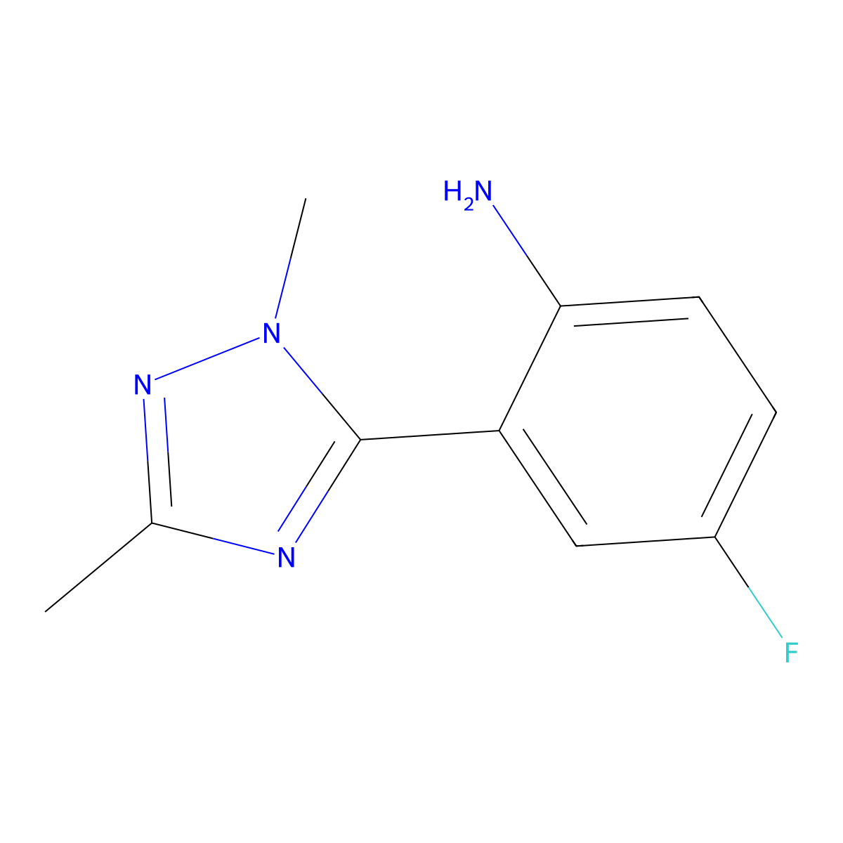 2-(dimethyl-1H-1,2,4-triazol-5-yl)-4-fluoroaniline molecular structure, CAS 1247661-84-2