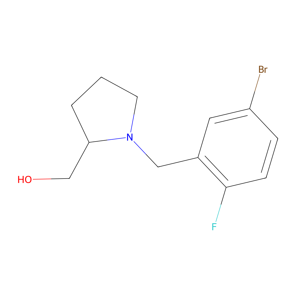 (1-(5-Bromo-2-fluorobenzyl)pyrrolidin-2-yl)methanol molecular structure, CAS 1247662-79-8