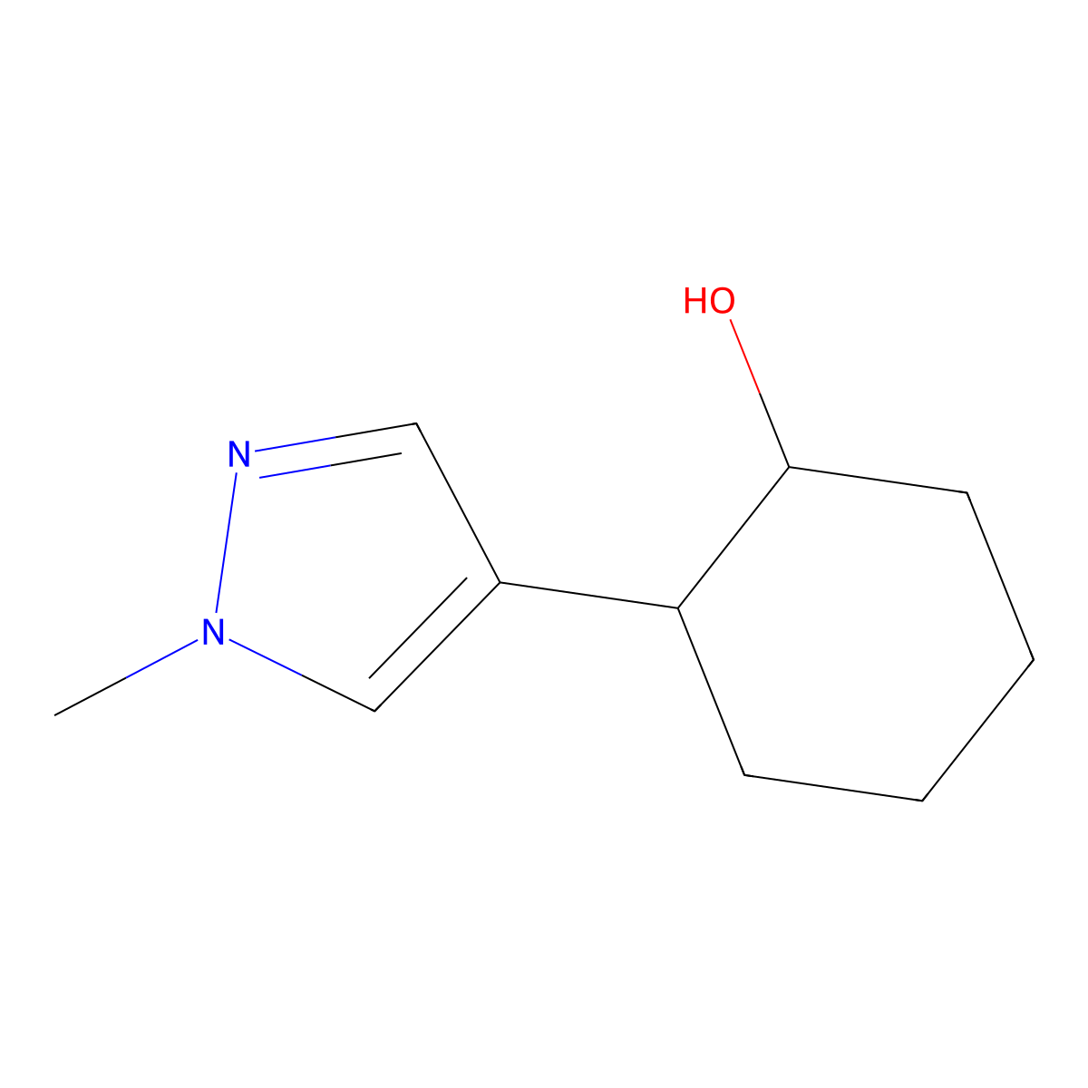 2-(1-Methyl-1H-pyrazol-4-yl)cyclohexan-1-ol molecular structure, CAS 1247663-96-2