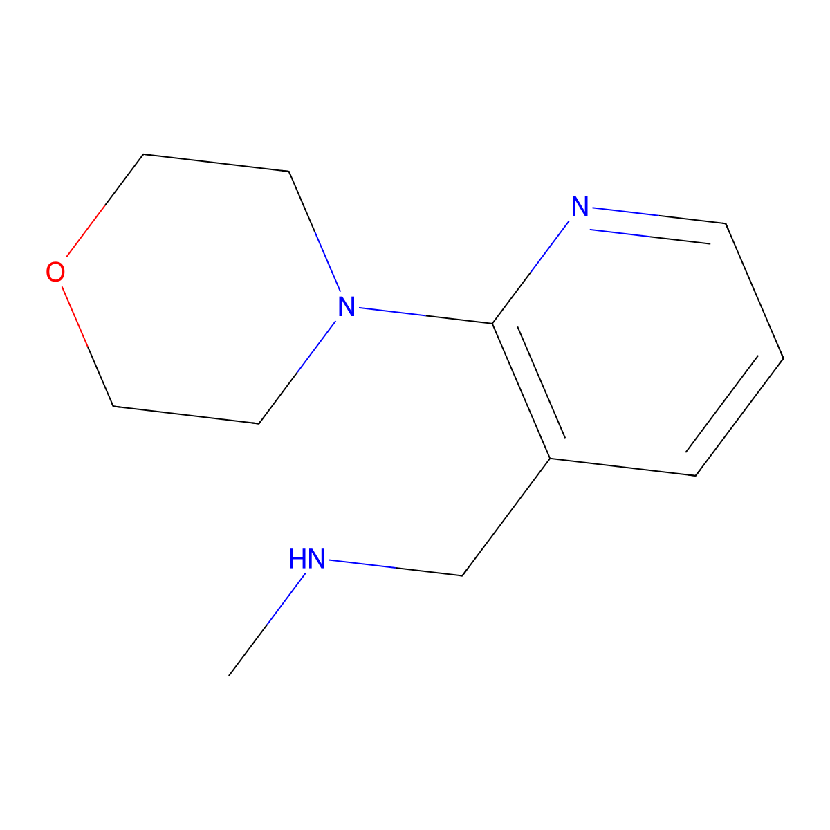 Methyl({[2-(morpholin-4-yl)pyridin-3-yl]methyl})amine molecular structure, CAS 1247664-10-3