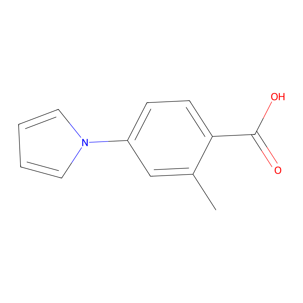 2-methyl-4-(1H-pyrrol-1-yl)benzoic acid molecular structure, CAS 1247666-07-4