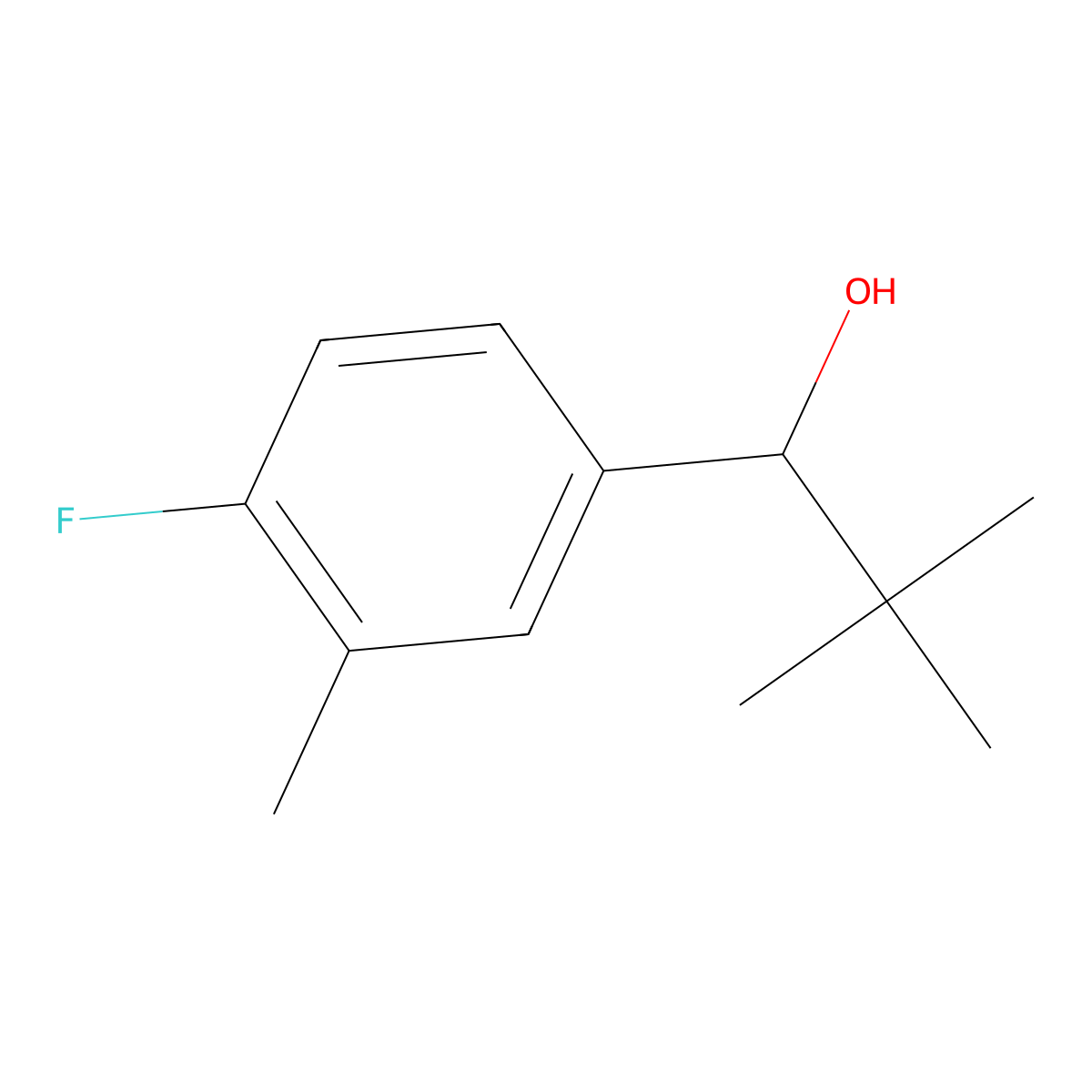 1-(4-Fluoro-3-methylphenyl)-2,2-dimethylpropan-1-ol molecular structure, CAS 1247668-77-4