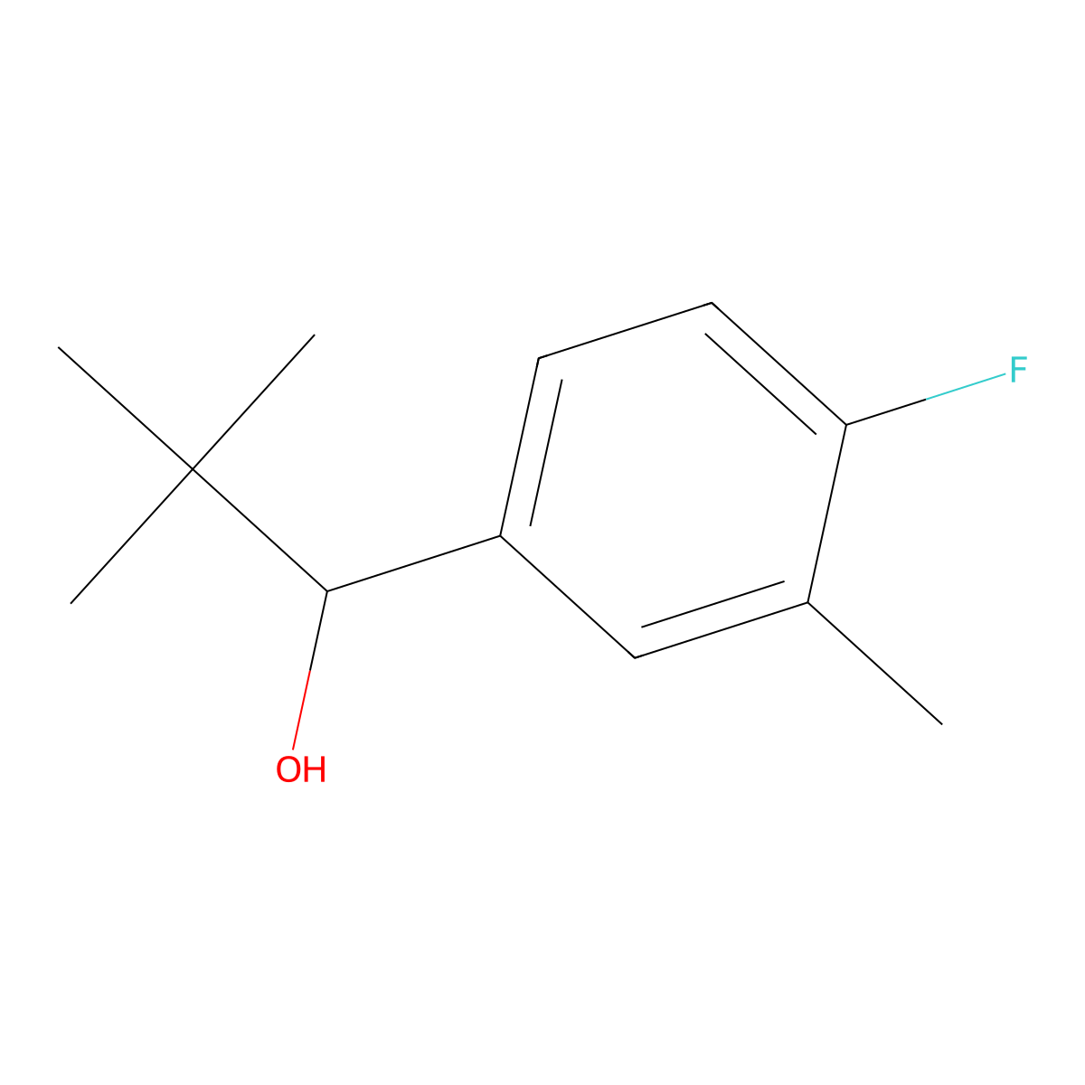 1-(4-Fluoro-3-methylphenyl)-2,2-dimethylpropan-1-ol molecular structure, CAS 1247668-77-4