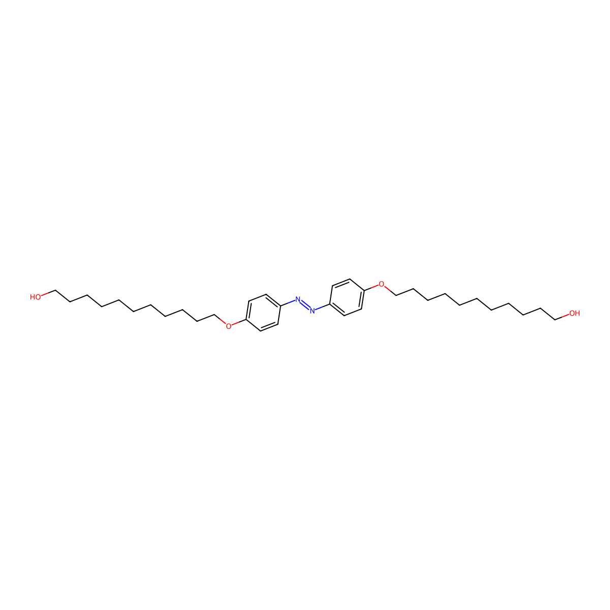 (E)-11,11 inverted exclamation mark-[[Diazene-1,2-diylbis(4,1-phenylene)]bis(oxy)]bis(1-undecanol) molecular structure, CAS 124767-66-4