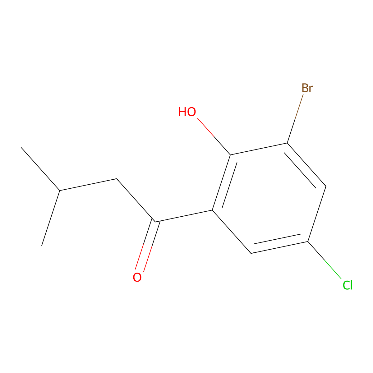 1-(3-Bromo-5-chloro-2-hydroxyphenyl)-3-methylbutan-1-one molecular structure, CAS 1247670-84-3