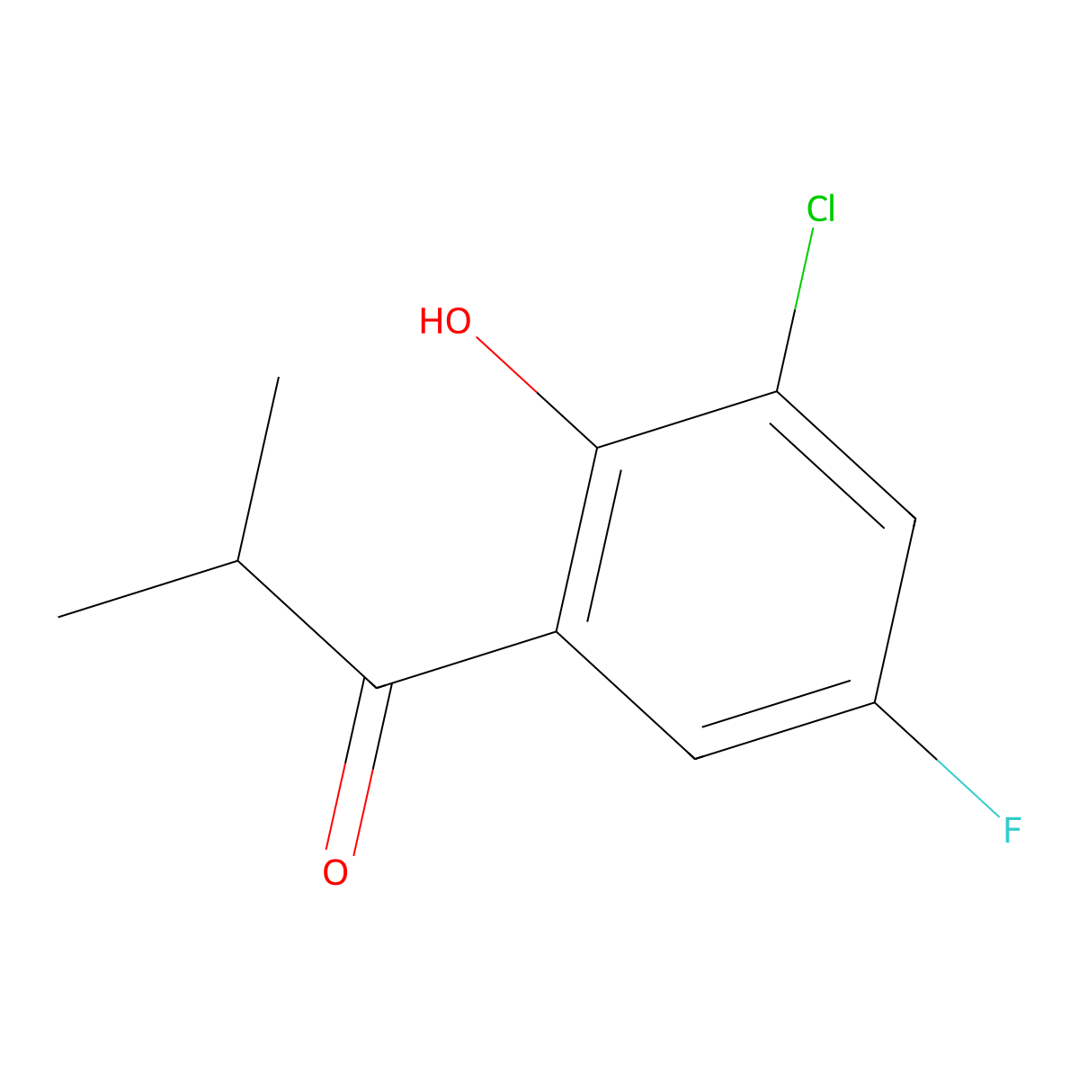 1-(3-Chloro-5-fluoro-2-hydroxyphenyl)-2-methylpropan-1-one molecular structure, CAS 1247673-11-5