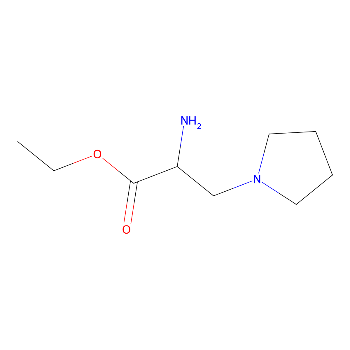 Ethyl 2-amino-3-(pyrrolidin-1-YL)propanoate molecular structure, CAS 1247673-39-7