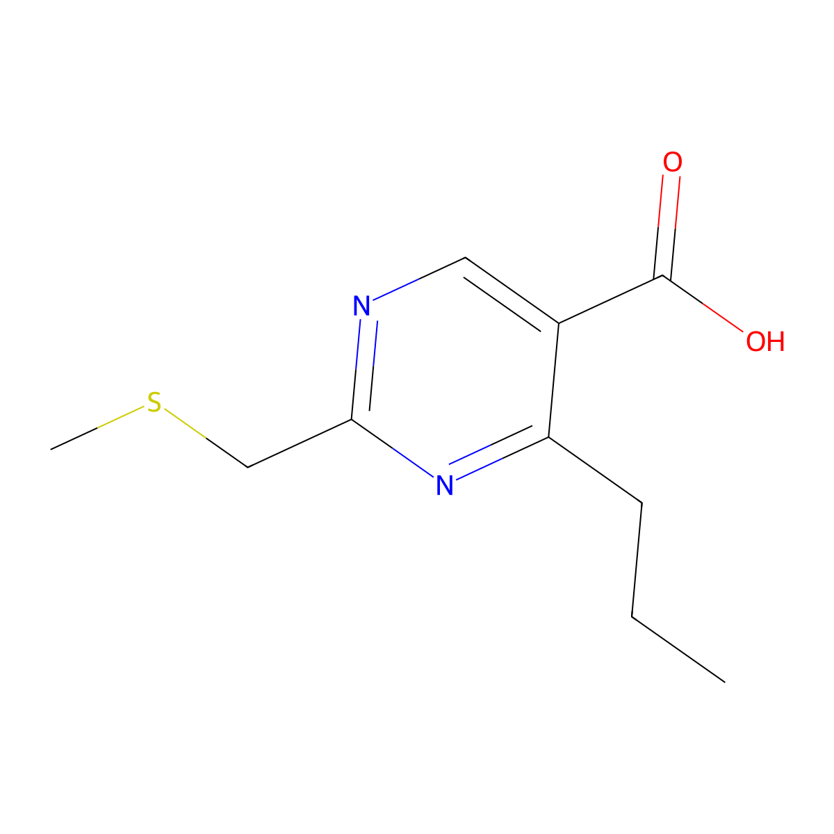 2-((Methylthio)methyl)-4-propylpyrimidine-5-carboxylic acid molecular structure, CAS 1247673-52-4