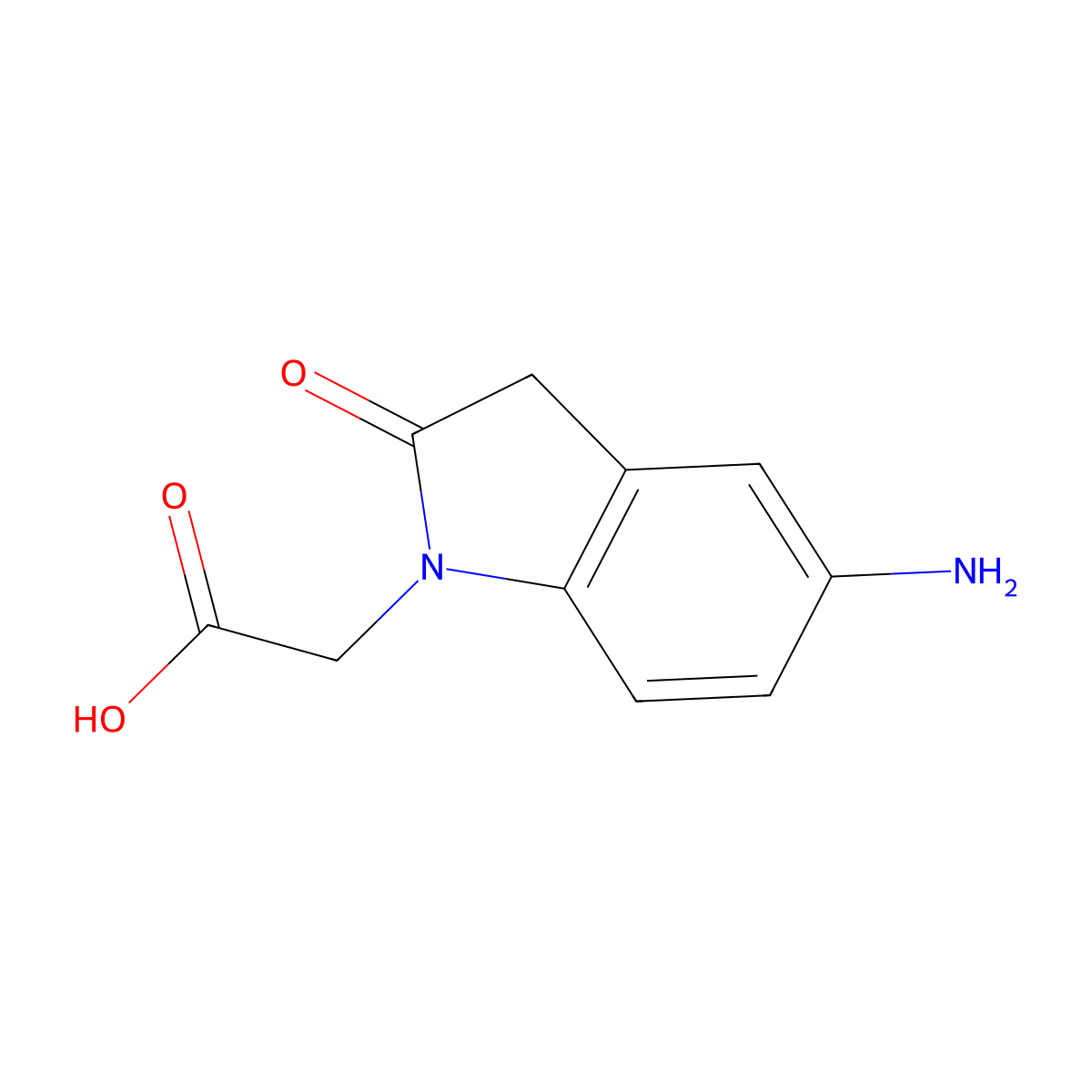 2-(5-Amino-2-oxoindolin-1-yl)acetic acid molecular structure, CAS 1247680-83-6
