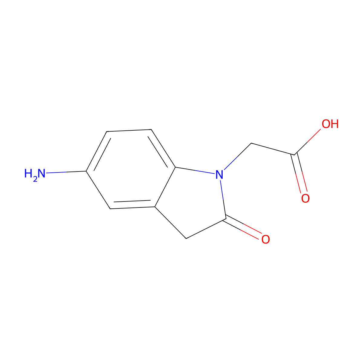 2-(5-Amino-2-oxoindolin-1-yl)acetic acid molecular structure, CAS 1247680-83-6
