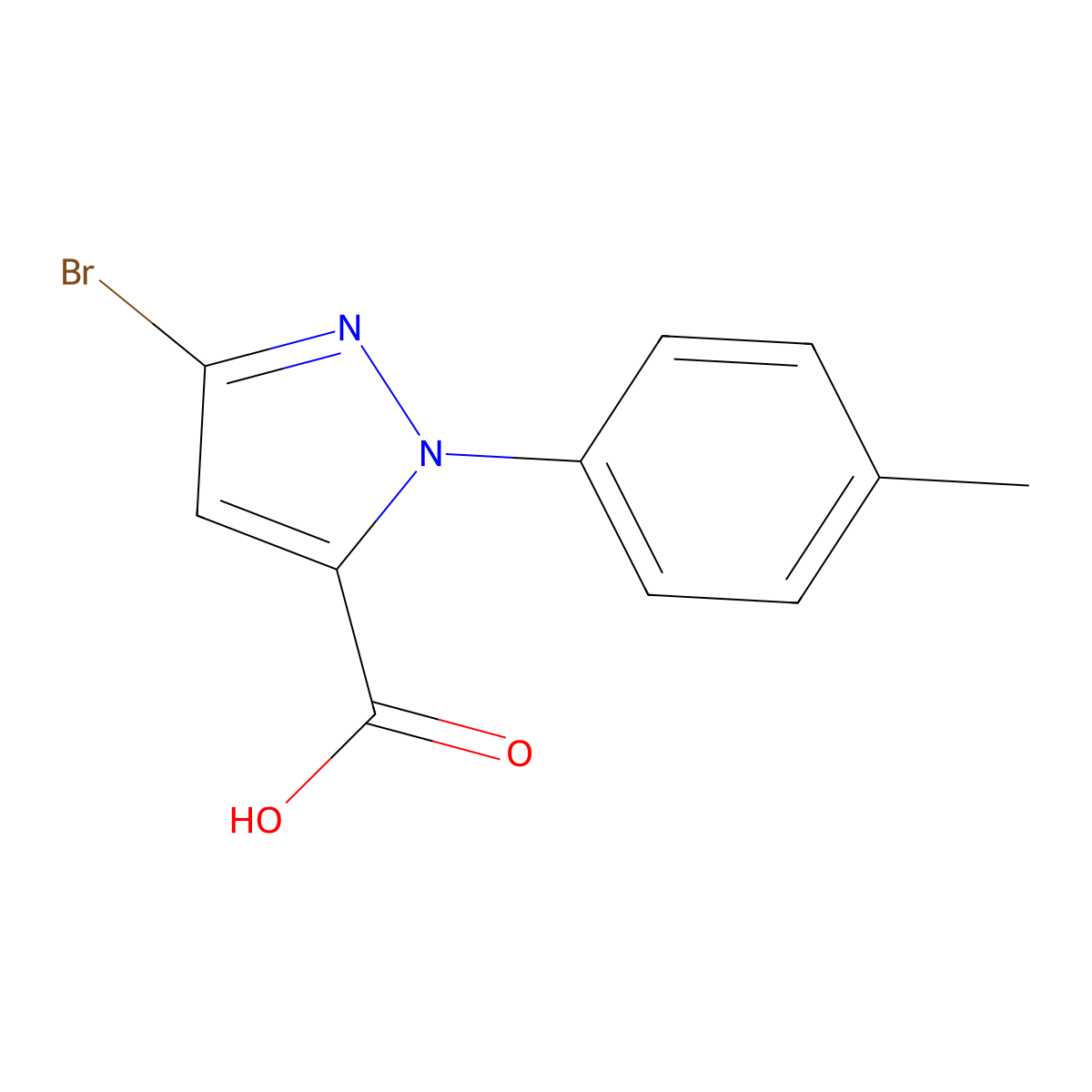 3-bromo-1-(4-methylphenyl)-1H-pyrazole-5-carboxylic acid molecular structure, CAS 1247686-99-2
