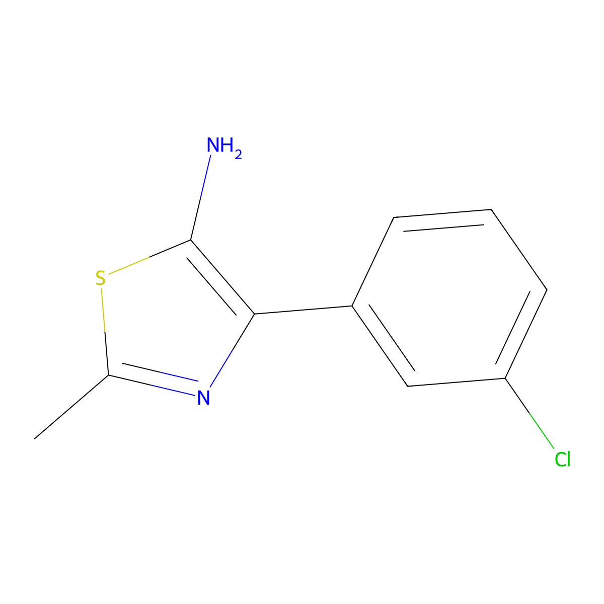 4-(3-Chlorophenyl)-2-methylthiazol-5-amine molecular structure, CAS 1247687-32-6