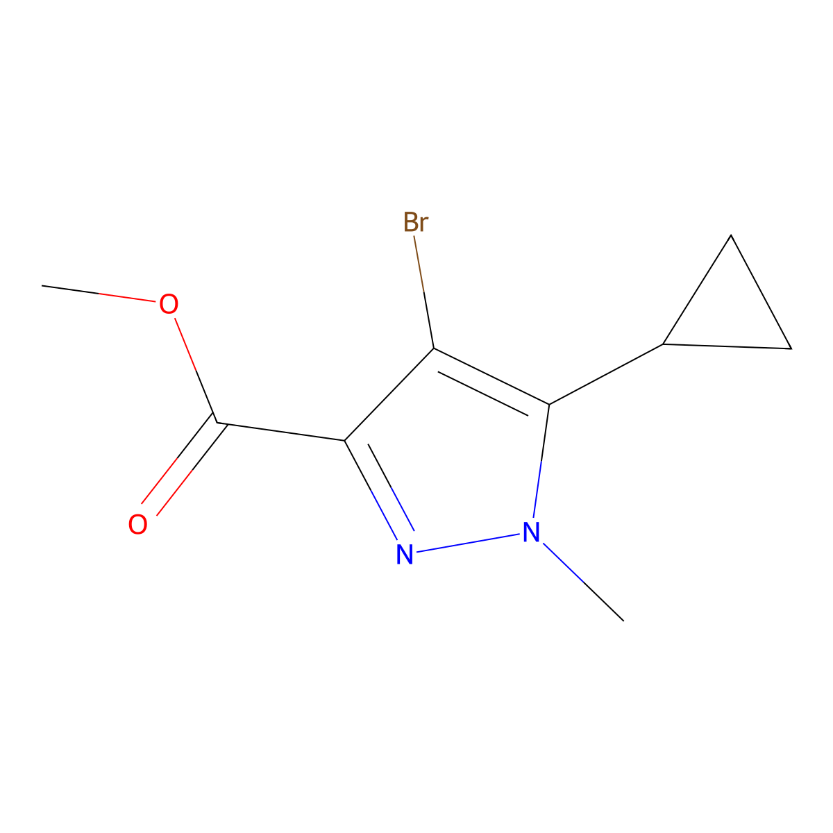 methyl 4-bromo-5-cyclopropyl-1-methyl-1H-pyrazole-3-carboxylate molecular structure, CAS 1247688-02-3