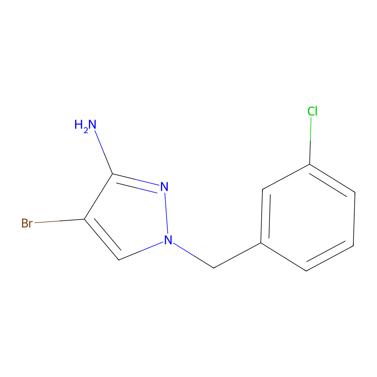 4-bromo-1-[(3-chlorophenyl)methyl]-1H-pyrazol-3-amine molecular structure, CAS 1247696-76-9