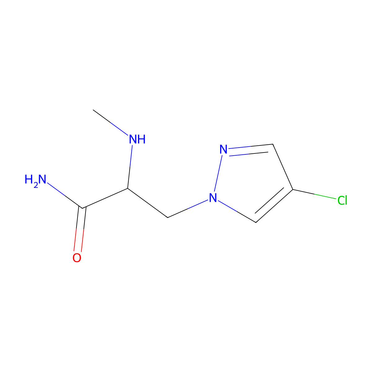3-(4-Chloro-1h-pyrazol-1-yl)-2-(methylamino)propanamide molecular structure, CAS 1247696-82-7