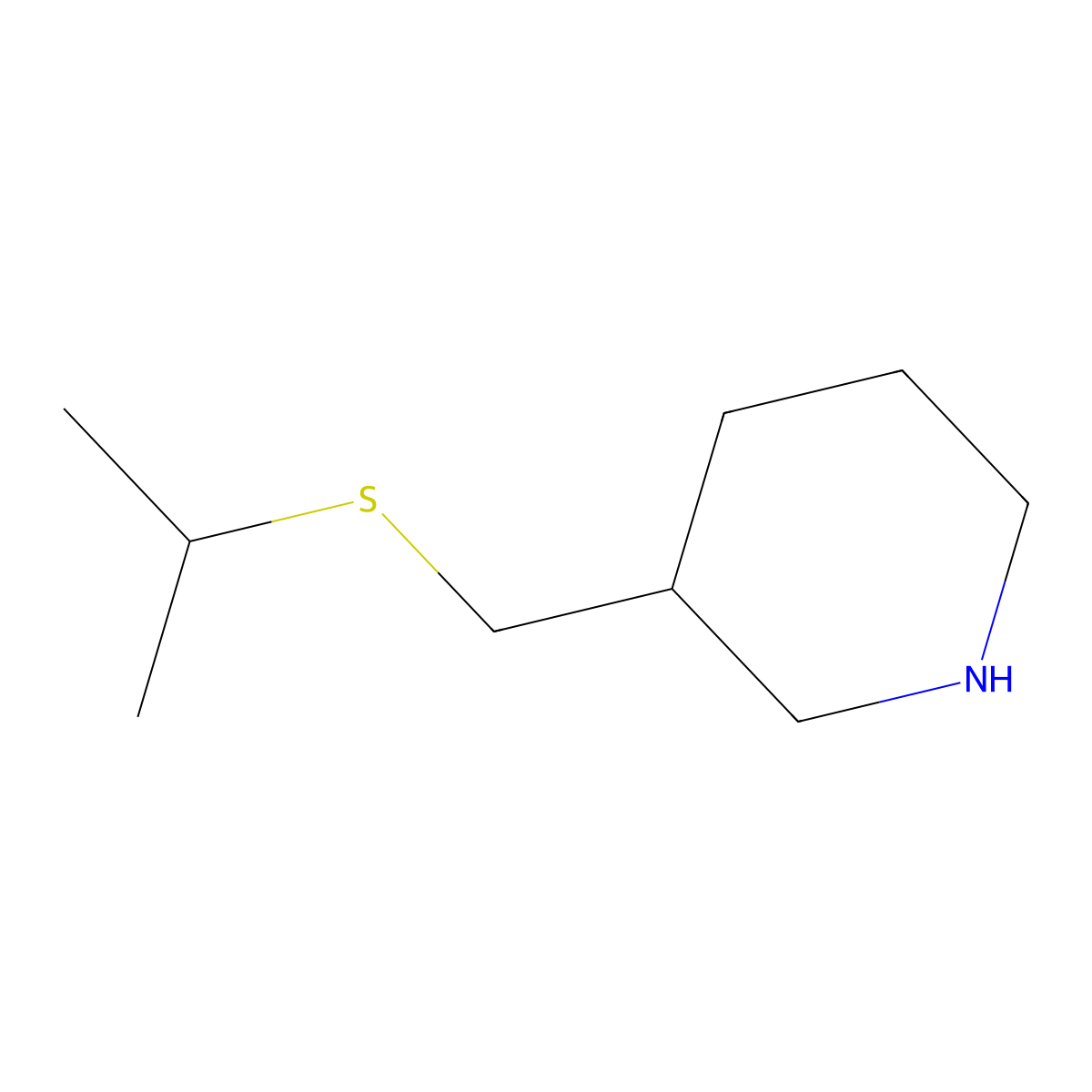 3-[(Propan-2-ylsulfanyl)methyl]piperidine molecular structure, CAS 1247698-24-3