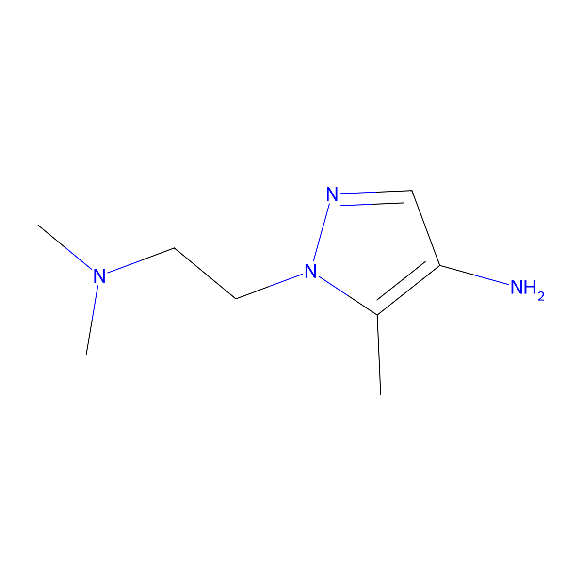 1-[2-(dimethylamino)ethyl]-5-methyl-1H-pyrazol-4-amine molecular structure, CAS 1247702-00-6