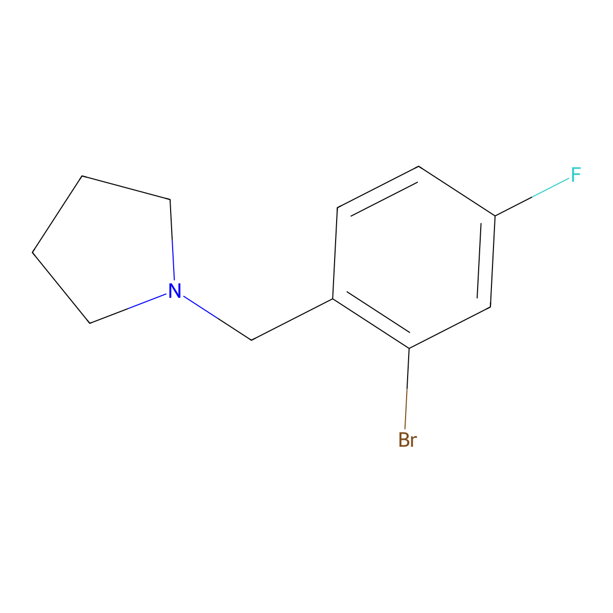 1-(2-Bromo-4-fluorobenzyl)pyrrolidine molecular structure, CAS 1247703-04-3