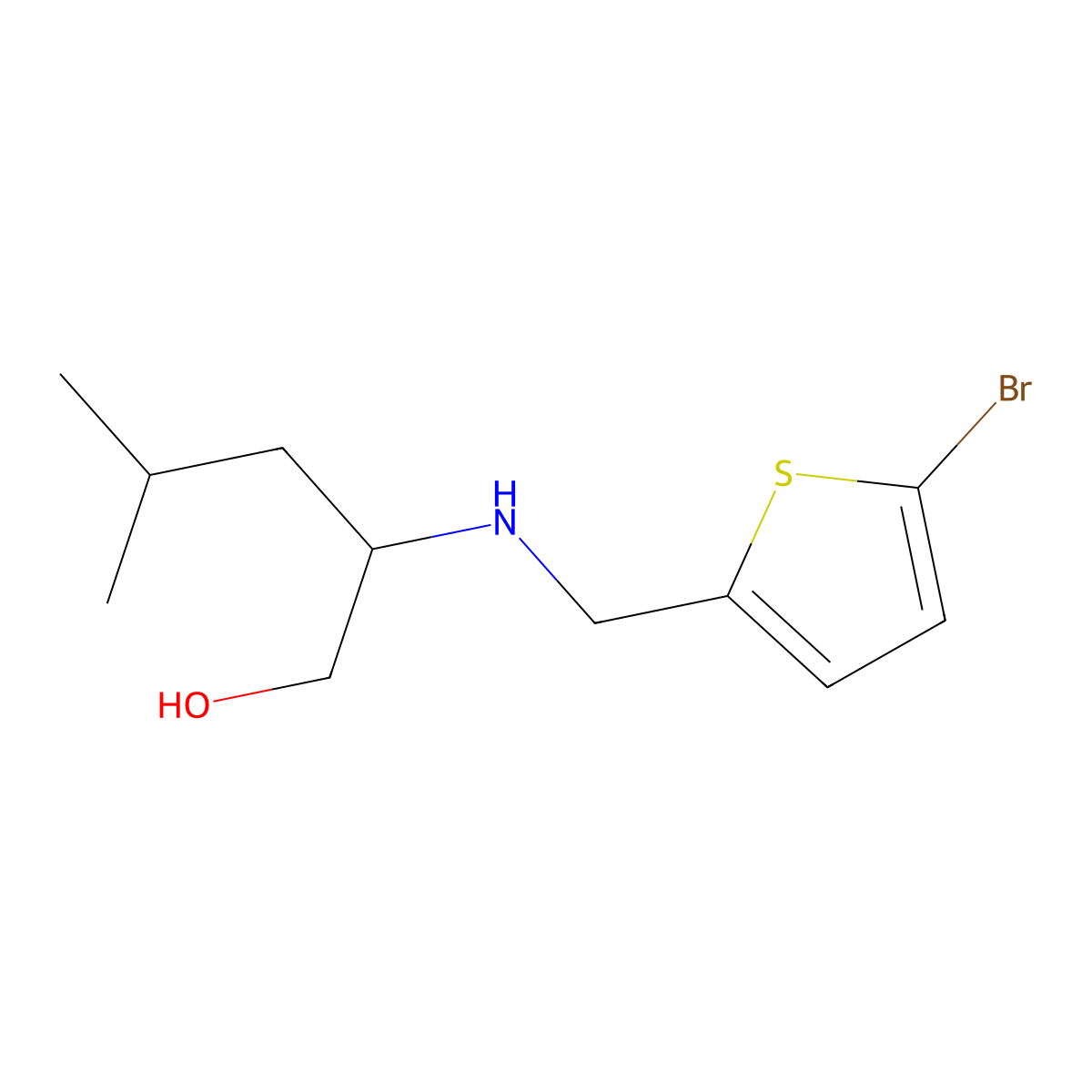 2-{[(5-Bromothiophen-2-yl)methyl]amino}-4-methylpentan-1-ol molecular structure, CAS 1247703-71-4