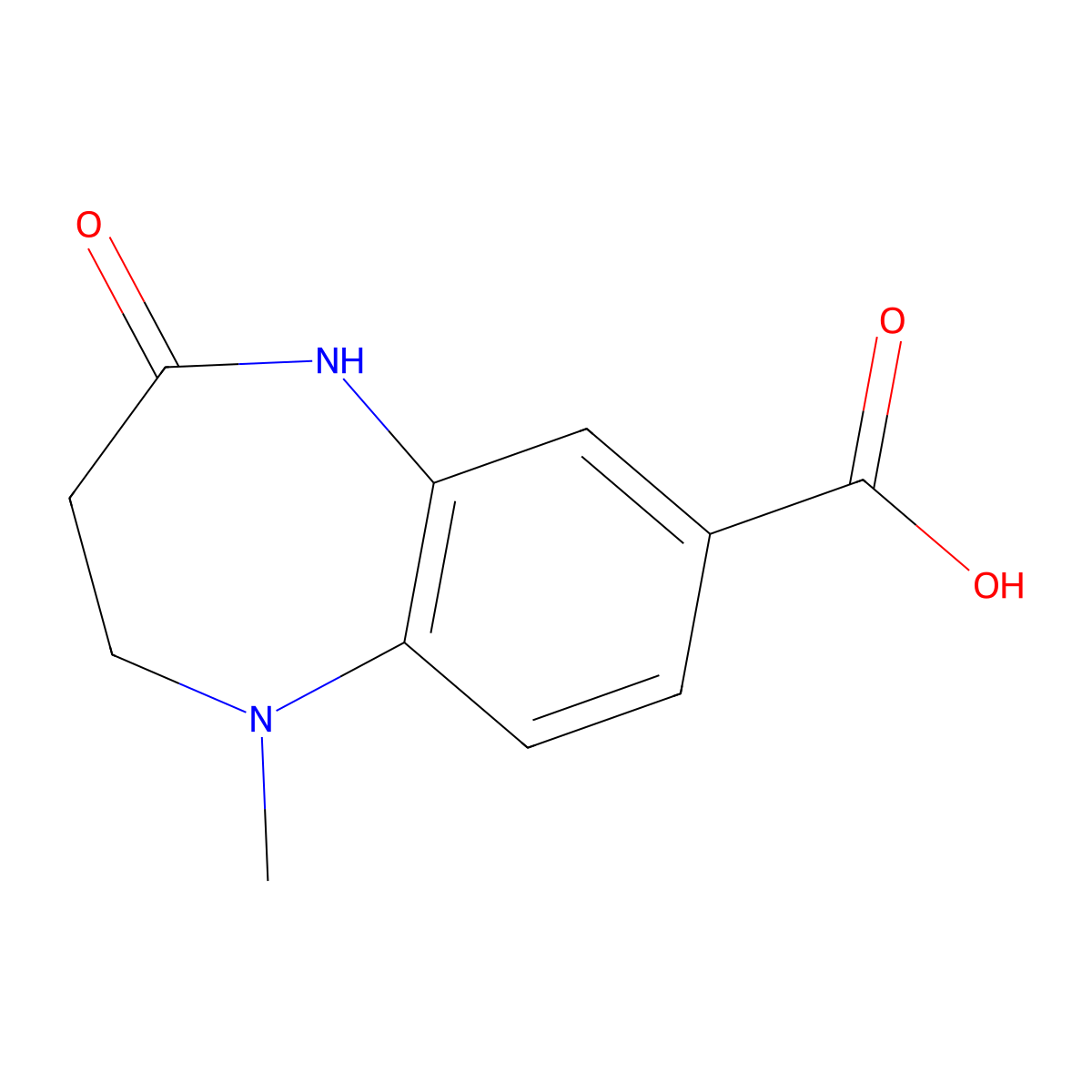 1-methyl-4-oxo-2,3,4,5-tetrahydro-1H-1,5-benzodiazepine-7-carboxylic acid molecular structure, CAS 1247704-37-5