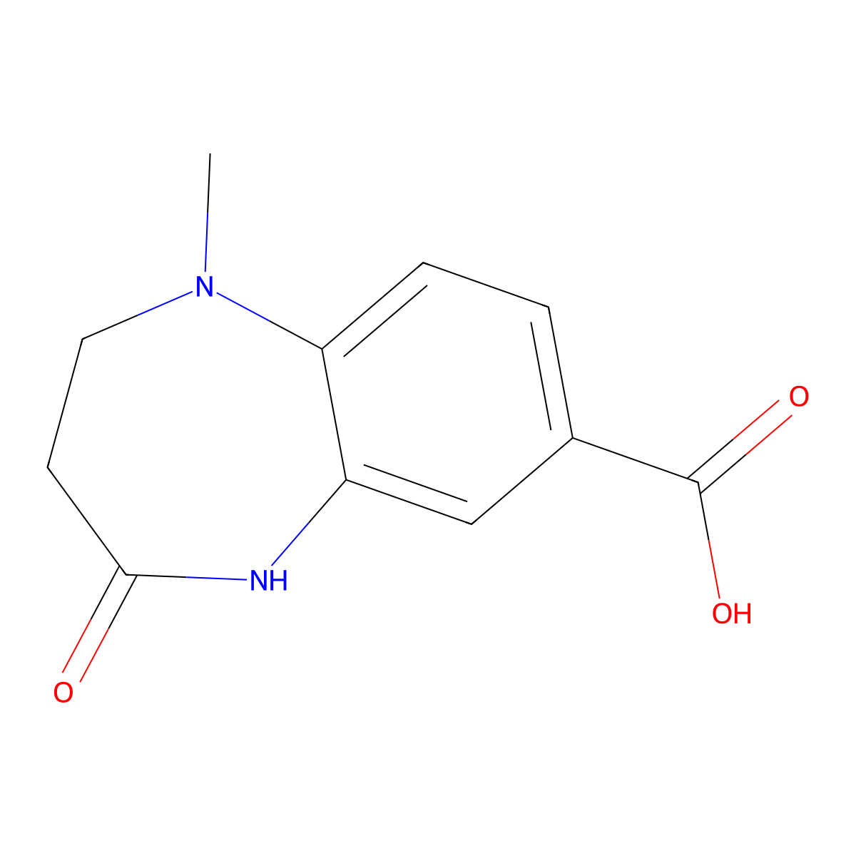 1-methyl-4-oxo-2,3,4,5-tetrahydro-1H-1,5-benzodiazepine-7-carboxylic acid molecular structure, CAS 1247704-37-5