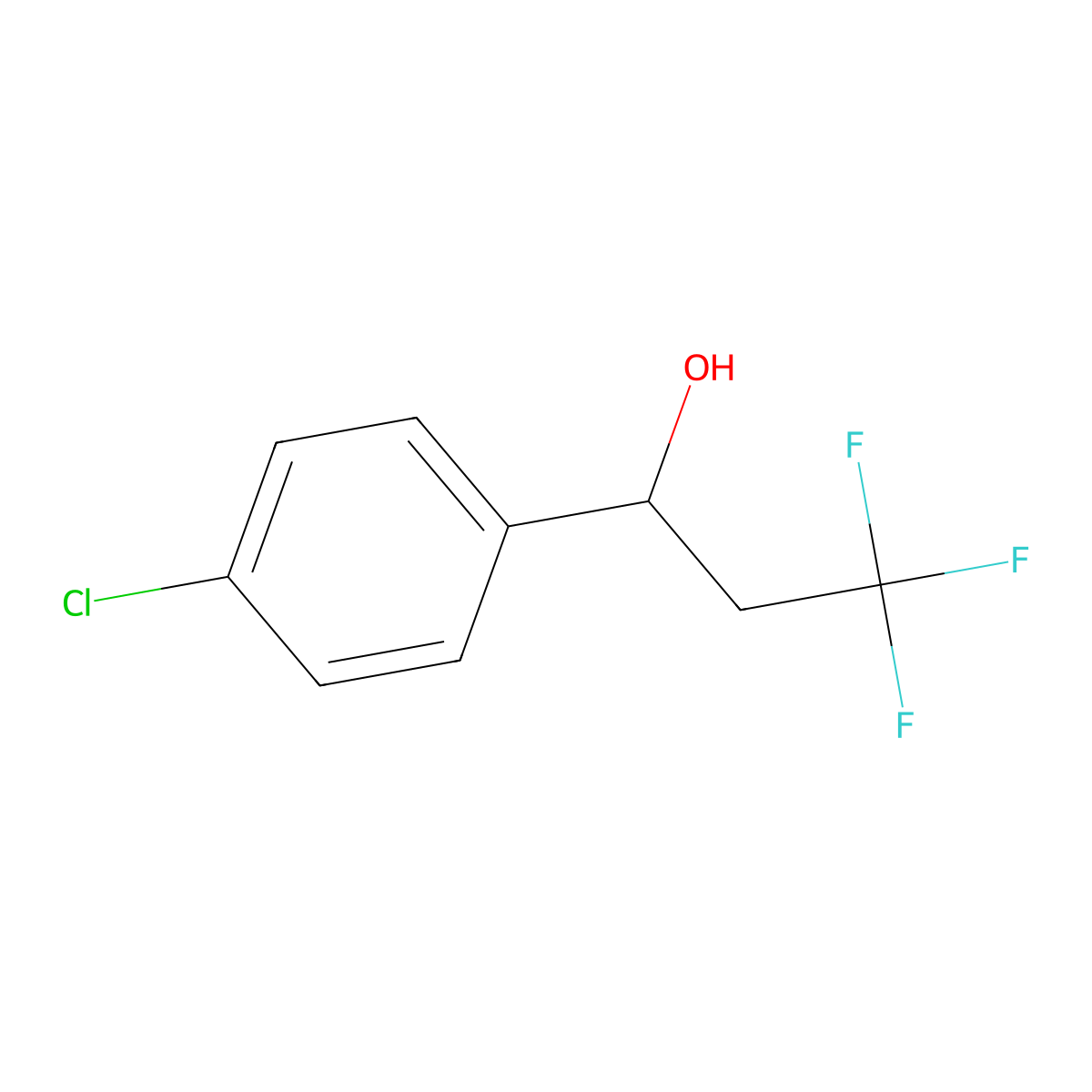 1-(4-Chlorophenyl)-3,3,3-trifluoropropan-1-ol molecular structure, CAS 1247704-68-2