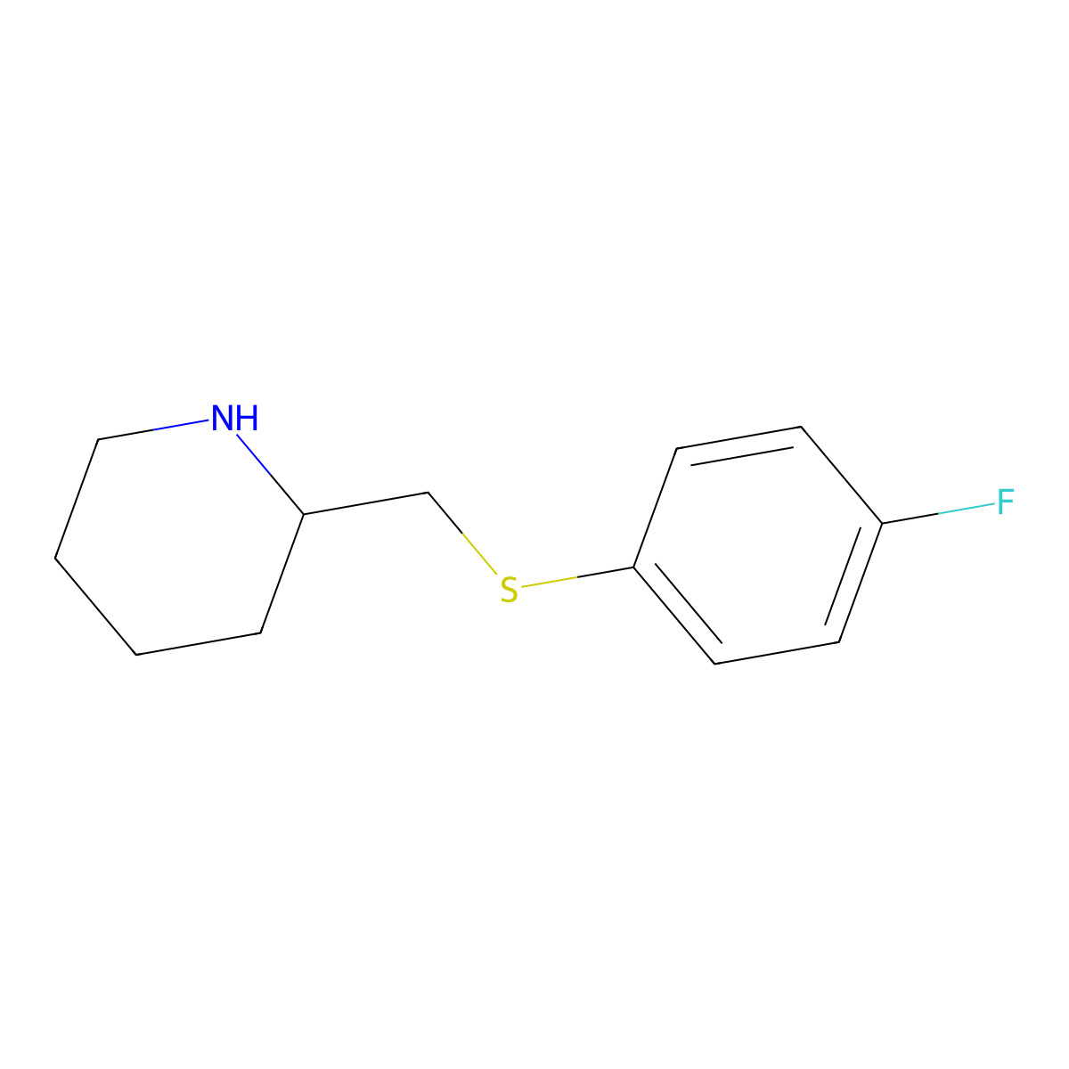 2-{[(4-Fluorophenyl)sulfanyl]methyl}piperidine molecular structure, CAS 1247705-36-7
