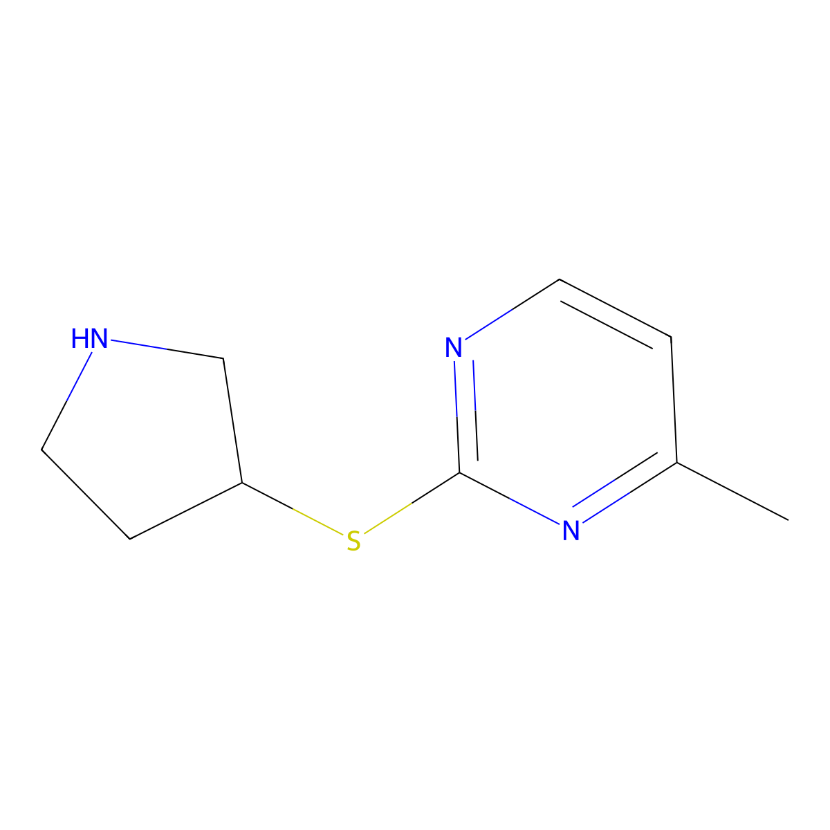 4-Methyl-2-(pyrrolidin-3-ylsulfanyl)pyrimidine molecular structure, CAS 1247707-97-6