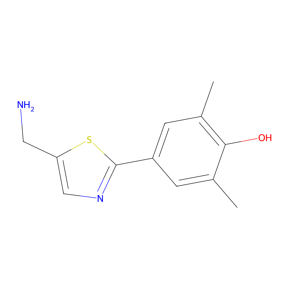 4-[5-(Aminomethyl)-2-thiazolyl]-2,6-dimethylphenol molecular structure, CAS 1247709-83-6