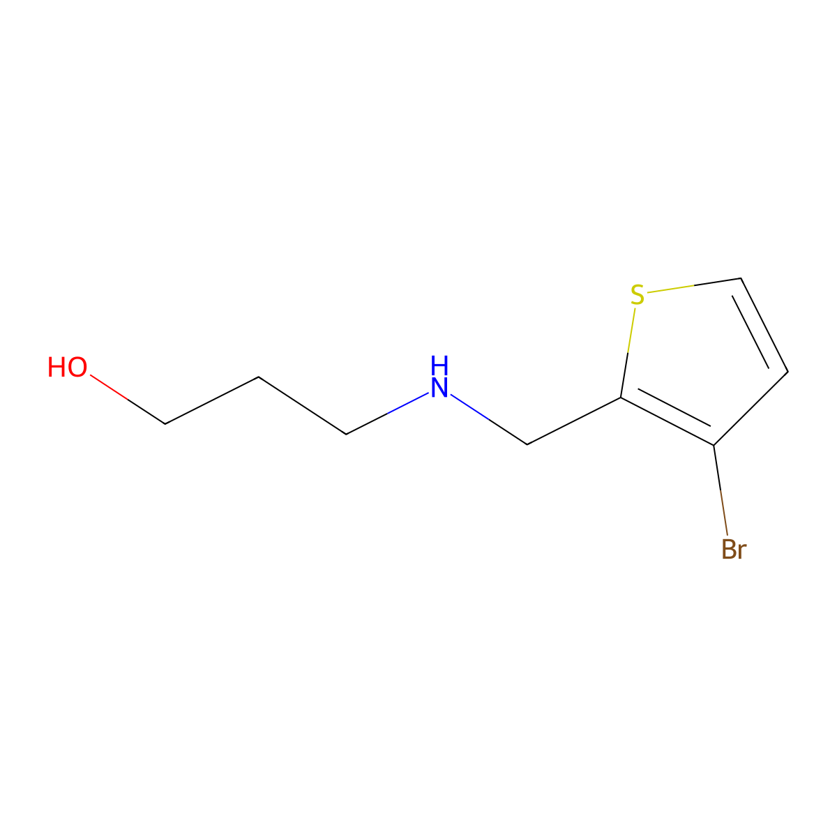 3-{[(3-Bromothiophen-2-yl)methyl]amino}propan-1-ol molecular structure, CAS 1247716-66-0