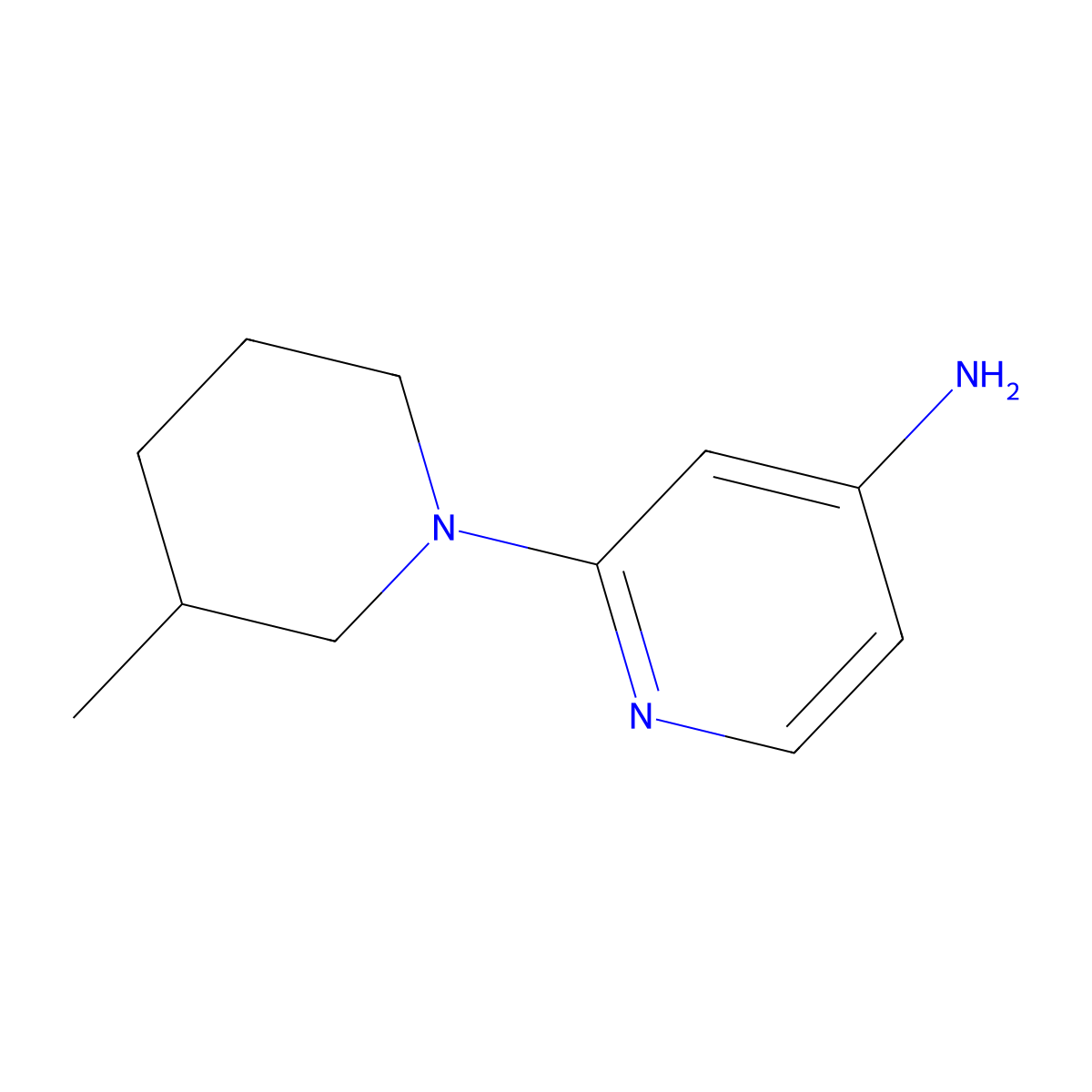 2-(3-Methylpiperidin-1-yl)pyridin-4-amine molecular structure, CAS 1247719-24-9